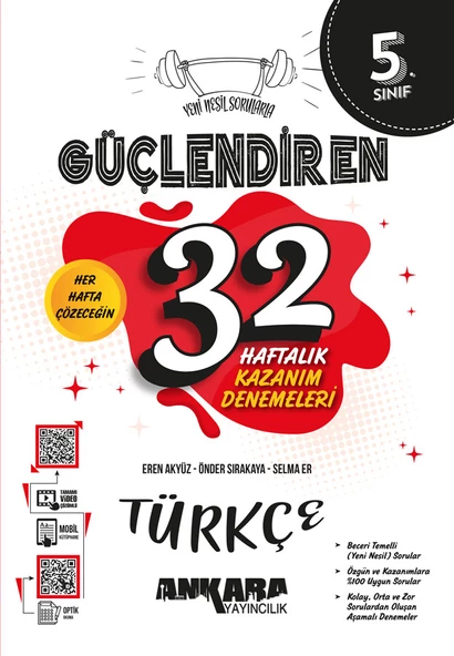 ANKARA YAYINCILIK 5. Sınıf Güçlendiren 32 Haftalık Türkçe Kazanım Denemeleri