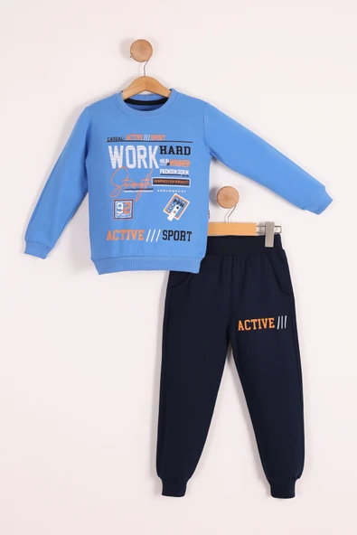 Work Baskılı Erkek Çocuk Eşofman MNK3112 - 7