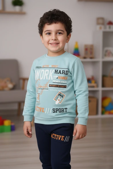 Work Baskılı Erkek Çocuk Eşofman MNK3112 - 10