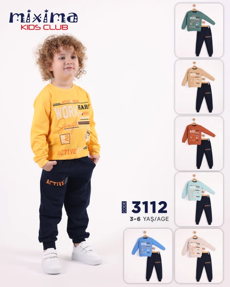 Work Baskılı Erkek Çocuk Eşofman MNK3112 - 4