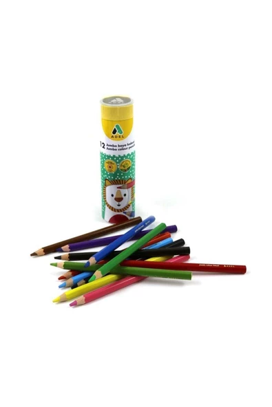 Adel Jumbo Hexa Kuru Boya Kalemi Tam Boy 12 Renk Karton Tüp - 2