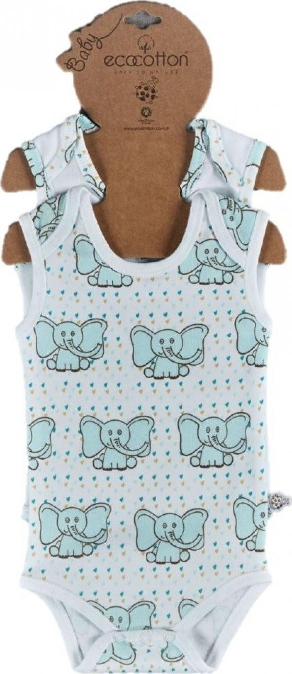 Ecocotton Organik Pamuk Unisex Kolsuz 2li Bebek Zıbın - Borneo - 2