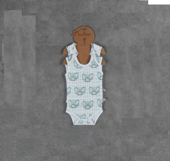 Ecocotton Organik Pamuk Unisex Kolsuz 2li Bebek Zıbın - Borneo - 3