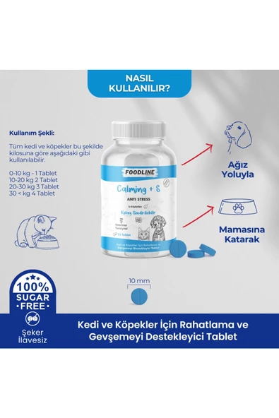 Foodline Calming +S 75 Tablet Kedi ve Köpekler için Rahatlama ve Gevşemeyi Destekleyici - 4