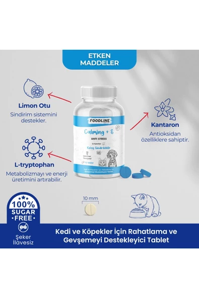 Foodline Calming +S 75 Tablet Kedi ve Köpekler için Rahatlama ve Gevşemeyi Destekleyici - 3