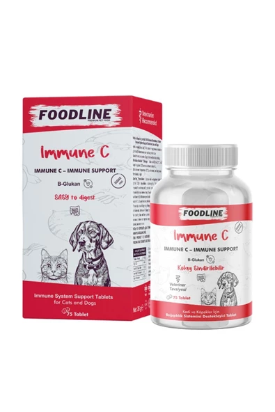 Foodline Immune +C 75 Tablet Kedi ve Köpekler için Bağışıklık Sistemini Destekleyici