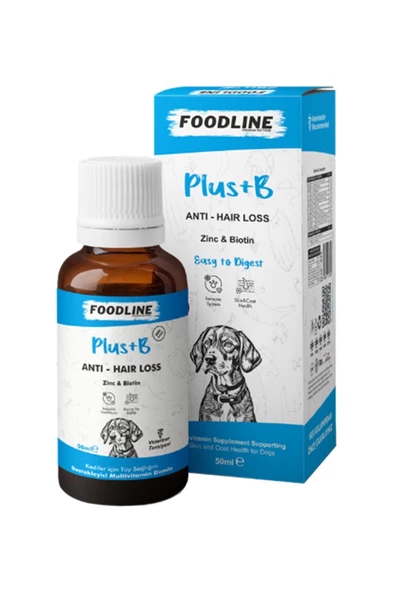 Foodline Köpekler için Plus +B Damla 50ml Tüy Sağlığını Destekleyici Biotinli Multivitamin