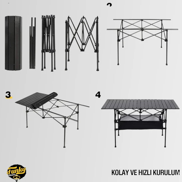 FUNKY CHAIRS Family Large Katlanabilir Alüminyum Kamp Masası Siyah - 3
