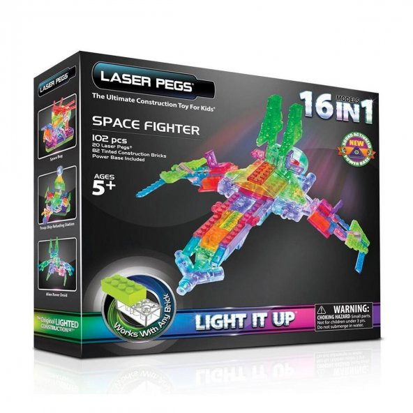Laser Pegs G9030B 16 in 1 Space Fighter