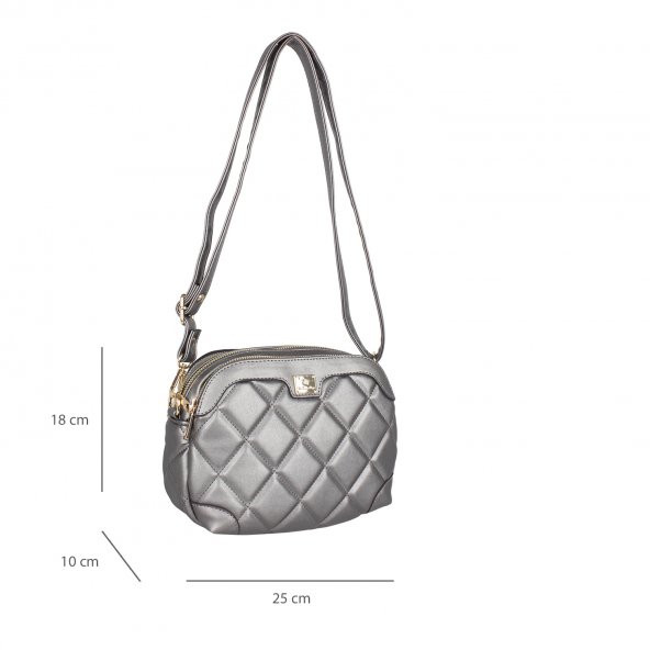 Bagacar 1324 Bayan Çapraz Omuz Çantası Gümüş - 6