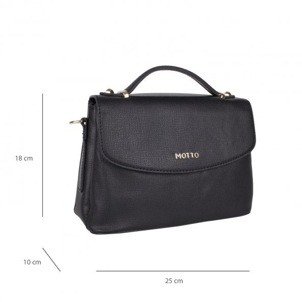 Bagacar Motto 1344 Bayan Çapraz El ve Omuz Çantası Siyah - 8