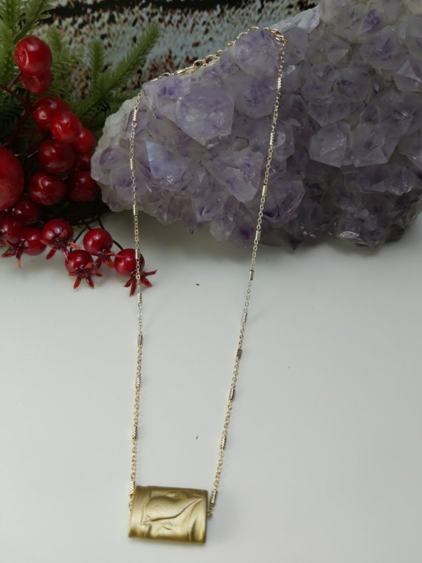 Kadın Gold Renk Astek Şans Sembollü Zincir Kolye - 5