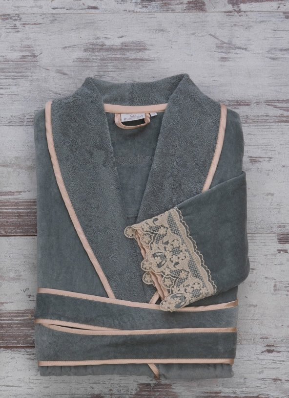 Ecocotton Organik Pamuk Bayan Bornoz - Azra Yeşil - 6
