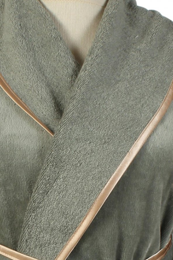 Ecocotton Organik Pamuk Bayan Bornoz - Azra Yeşil - 9