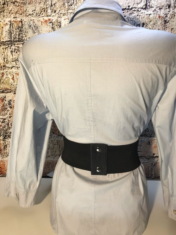 Kadın Siyah Lastikli Korse Model Bağcıklı Kemer - 3