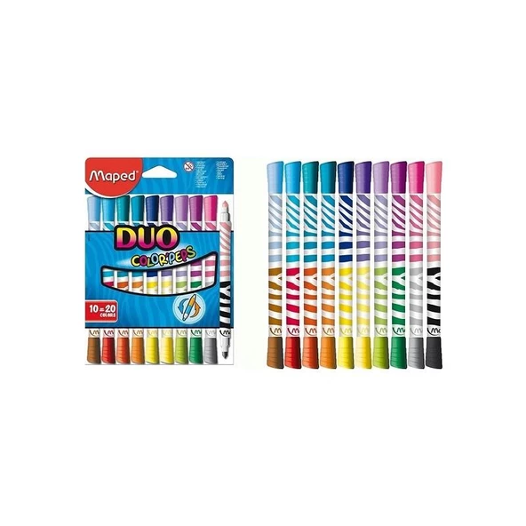 Maped Keçeli Boya Kalemi Duo Tip 10 LU 20 Renk 847010