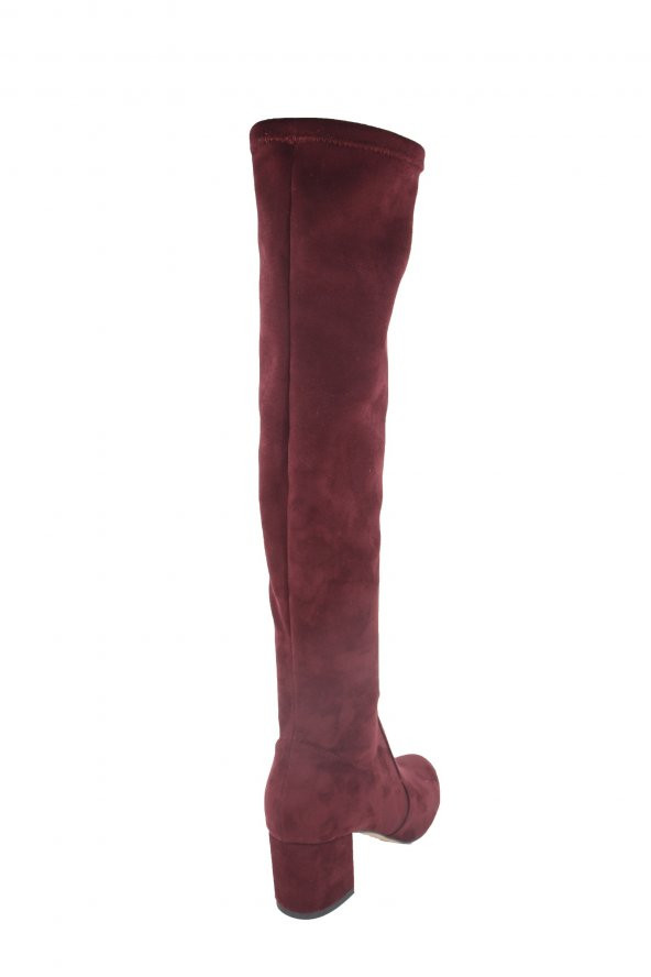 Hobby Bordo Süet Kadın Strech Çizme BRP514 - 3