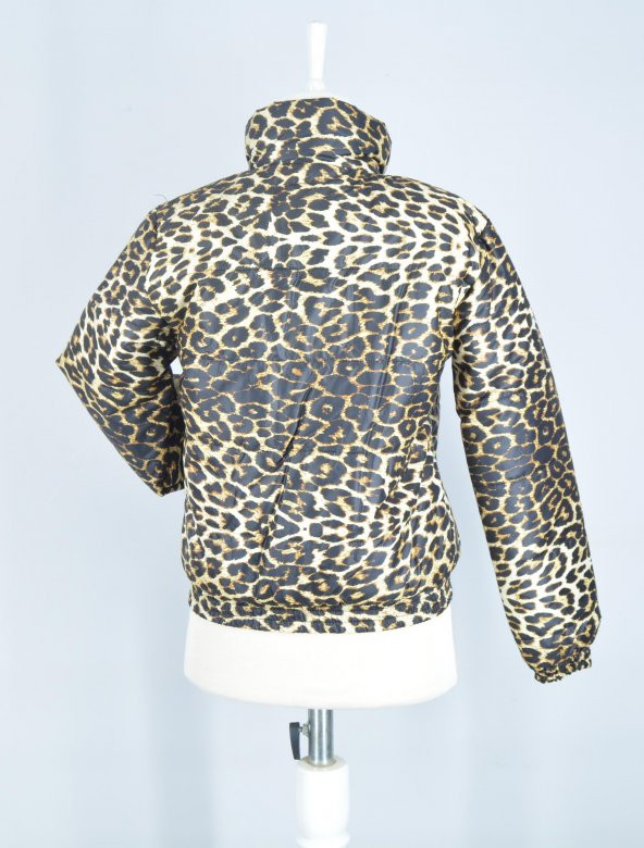 ESMA Bayan Leopar Desenli Kısa Şişme Mont / SGY846 - 4