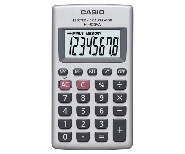 Casio HL-820VA-W 8 Hane Beyaz Cep Tipi Hesap Makinesi - 1