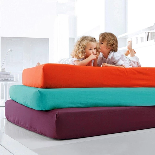 Maki Home %100 Pamuklu Kırmızı Yastık Kılıfsız 160x200 Çift Kişilik Lastikli Çarşaf - 2