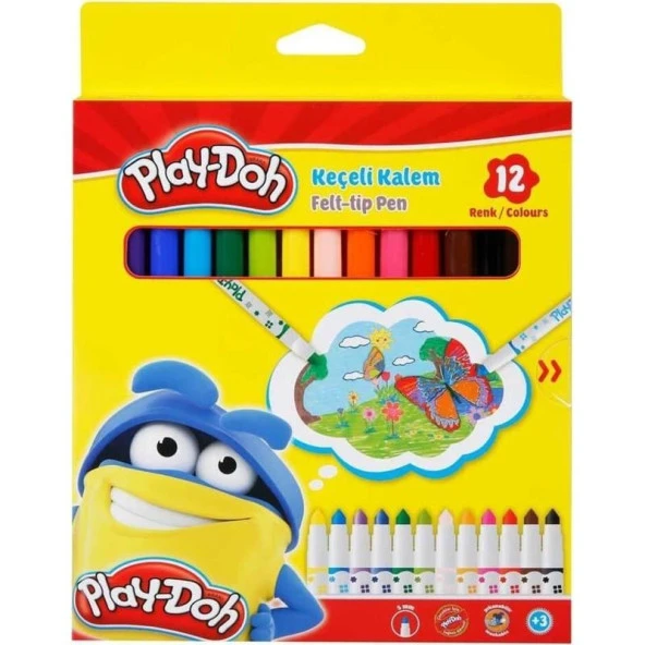 Play-Doh Keçeli Kalem Karton Kutu 5 MM 12 Renk PLAY-KE007