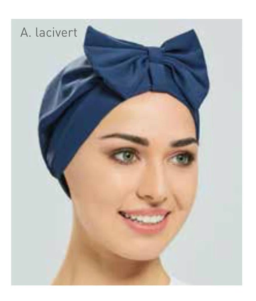 Adasea Fiyonklu Açık Lacivert Tesettür Mayo Bonesi