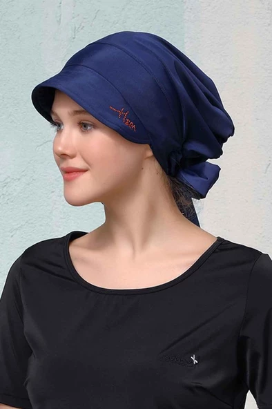 VİZÖR LACİVERT   EŞARP  YAZ YENİ SEZON TESETTÜR MAYO BONESİ - Resim 3