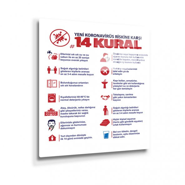 DECORITA Cam Tablo - 14 Kural  50cm x 70cm