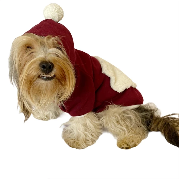 Cream Bordo Kapşonlu Sweat by Kemique Köpek Kazağı - 3