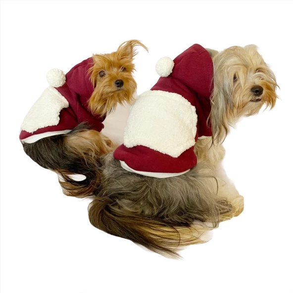 Cream Bordo Kapşonlu Sweat by Kemique Köpek Kazağı - 7