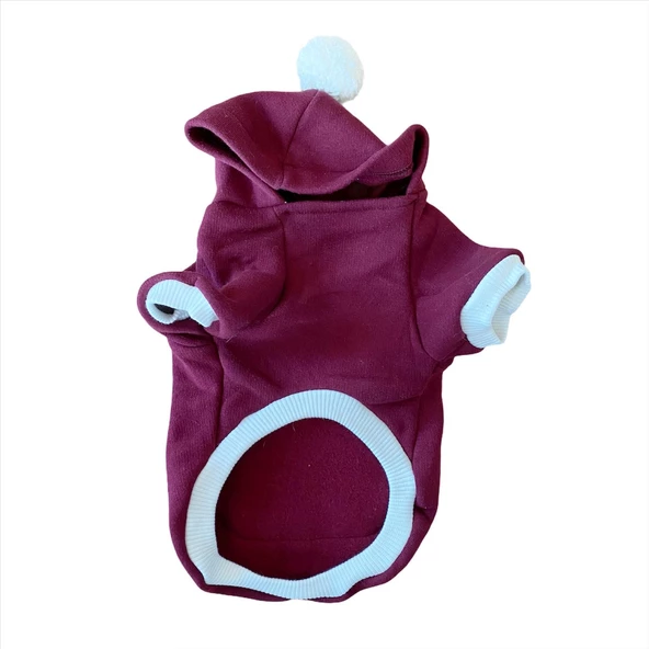 Cream Bordo Kapşonlu Sweat by Kemique Köpek Kazağı - 4