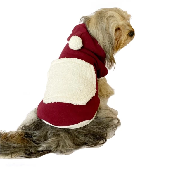 Cream Bordo Kapşonlu Sweat by Kemique Köpek Kazağı