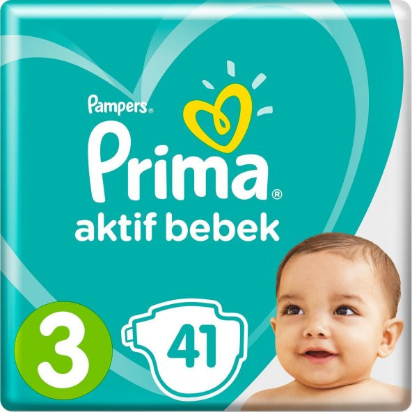 Prima Bebek Bezi Aktif Bebek 3 Beden Plus Paket 41 Adet