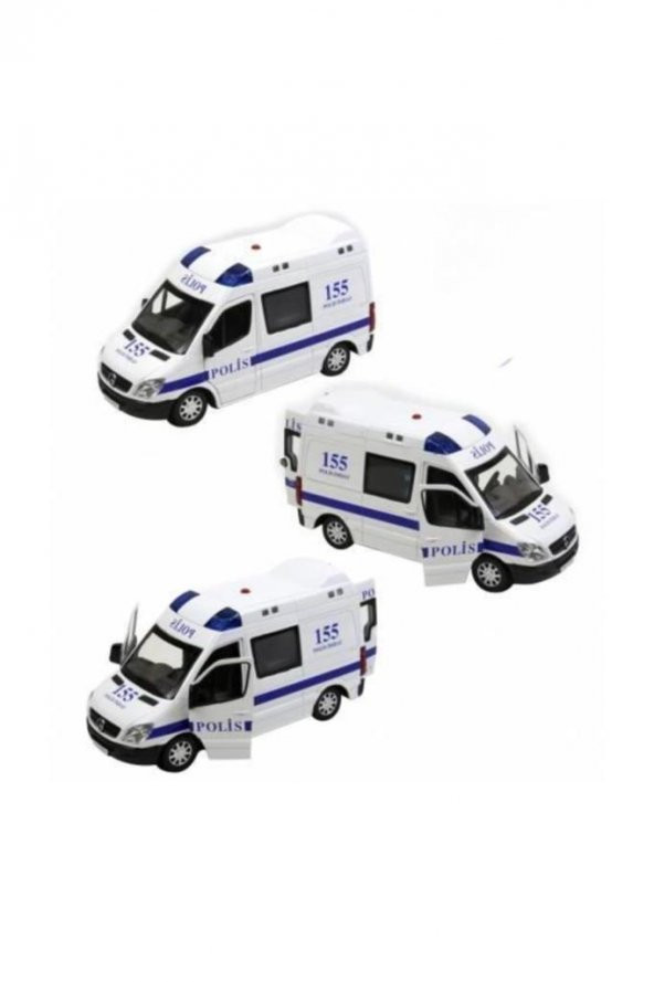 1:32 Sesli Işıklı Metal Mercedes Benz Sprinter Polis Arabası-64465 - 3