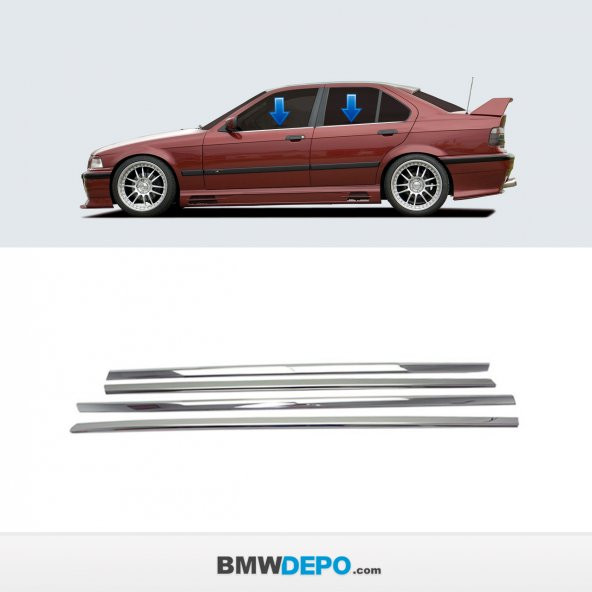 BMW E36 Cam Krom Çıta Takımı Sedan Uyumlu ve Kendinden Yapışkanlı