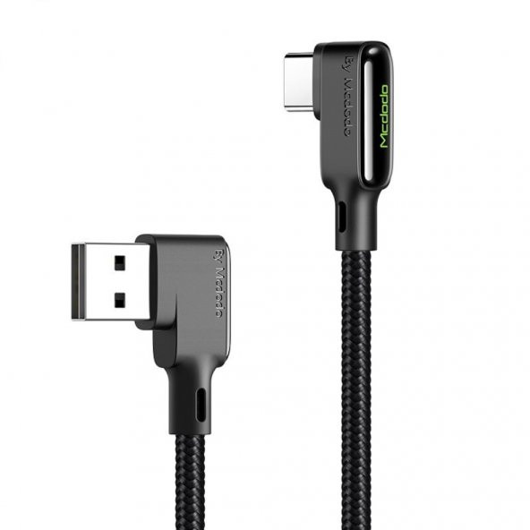 Mcdodo CA-7521 Type-C Hızlı Şarj ve USB Data Kablo 90 Derece Ledli 3A 1.8mt - 2