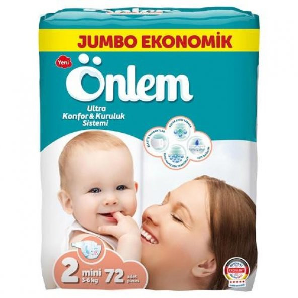 Önlem Bebek Bezi Jumbo 2 Beden 3-6 Kg 72 Adet - 1