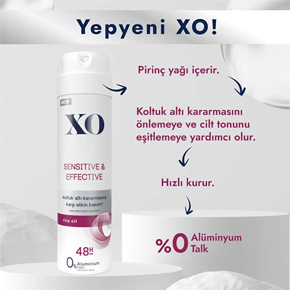 XO Deodorant 150ML Women-Kadın Sensitive & Effective (2 Li Set) - Resim 4