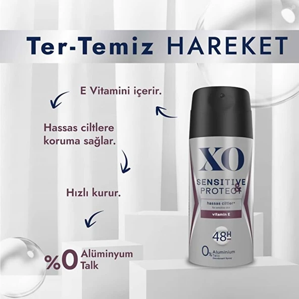 XO Deodorant 150ML Men-Erkek Sensitive & Protect (2 Li Set) - Resim 4