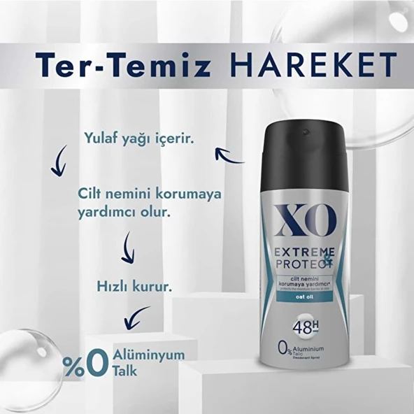 XO Deodorant 150ML Men-Erkek Extreme & Protect (4 Lü Set) - Resim 2