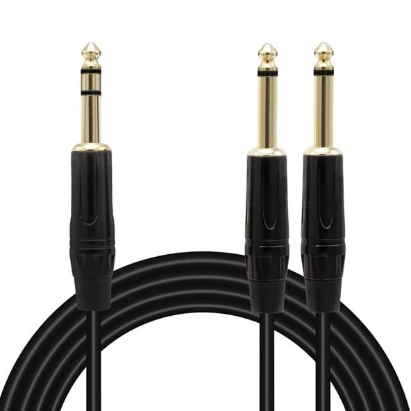 Magicvoice LD390B 3 Metre 6.35Mm Stereo Jak (TS) - 2X6.35Mm Mono Jak (TS) Ses Kablosu - Resim 5