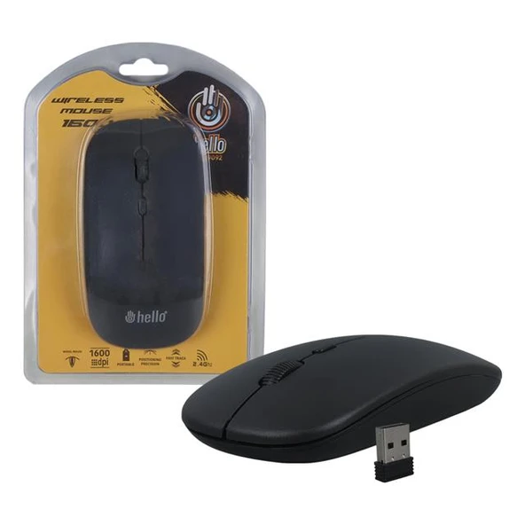 Hello HL-19092 USB 2.4Ghz 1600DPI Kablosuz Mouse - Ergonomik Tasarım - Resim 7