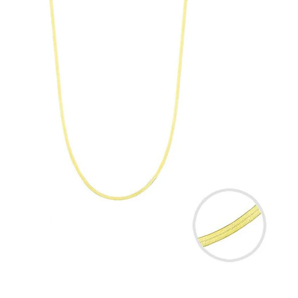 14 Ayar Altın Balık Sırtı İtalyan Kolye - Resim 2