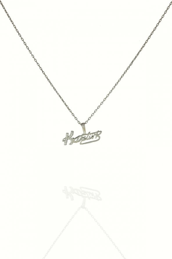 PIRAYE Gümüş Rodyum Kaplama Zirkon Taşlı Mustafa Kemal Atatürk Imzalı Kolye 925 Ayar PRY-GMS-024 - 2