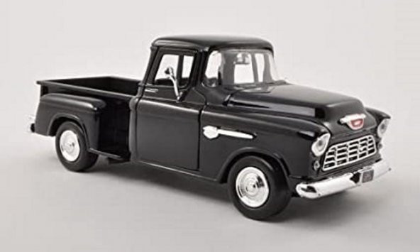 Motor Max 1955 Chevy 5100 Stepside 1:24 Diecast Model Araba Siyah - 5