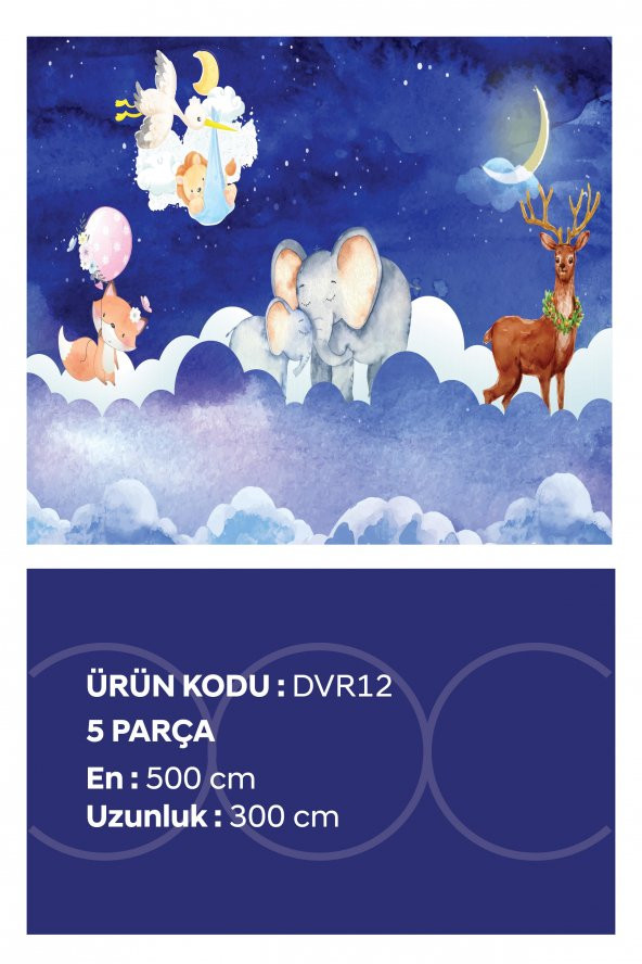 Gökyüzü Ve Hayvanlar | Hayvanlar Doğa | Özel Tasarım Duvar Kağıdı | 300x500h - 3