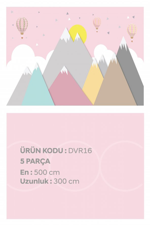 Dağ Ve Uçan Balonlar | Doğa | Özel Tasarım Duvar Kağıdı | 300x500h - 3