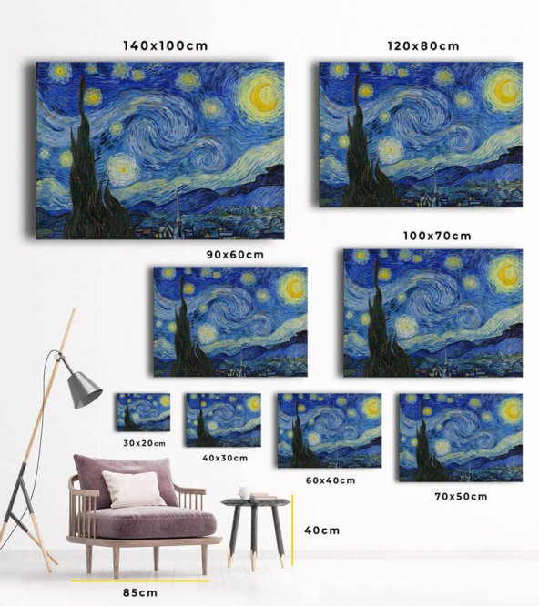 Yıldızlı Gece Kanvas Tablo - The Starry Night Vincent Van Gogh - 2