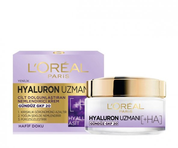 LOréal Paris Hyaluron Uzmanı Cilt Dolgunlaştıran Nemlendirici Krem GKF 20 50 Ml