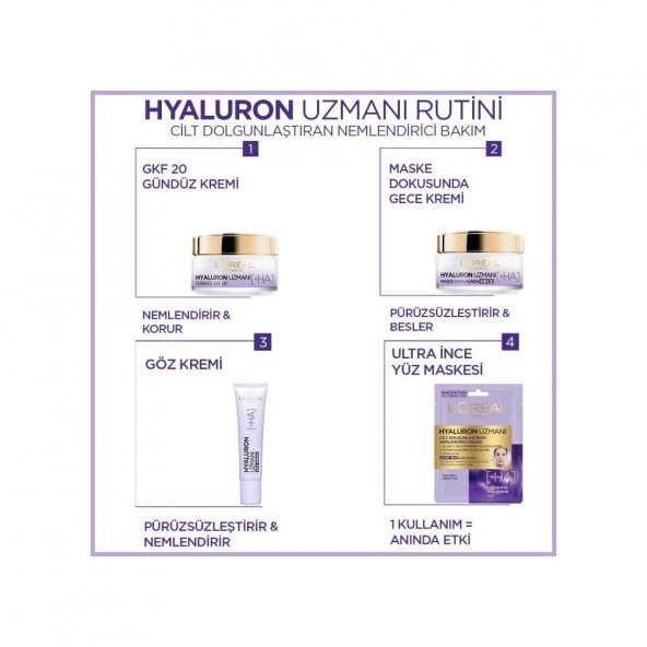 LOréal Paris Hyaluron Uzmanı Cilt Dolgunlaştıran Nemlendirici Krem GKF 20 50 Ml - 4